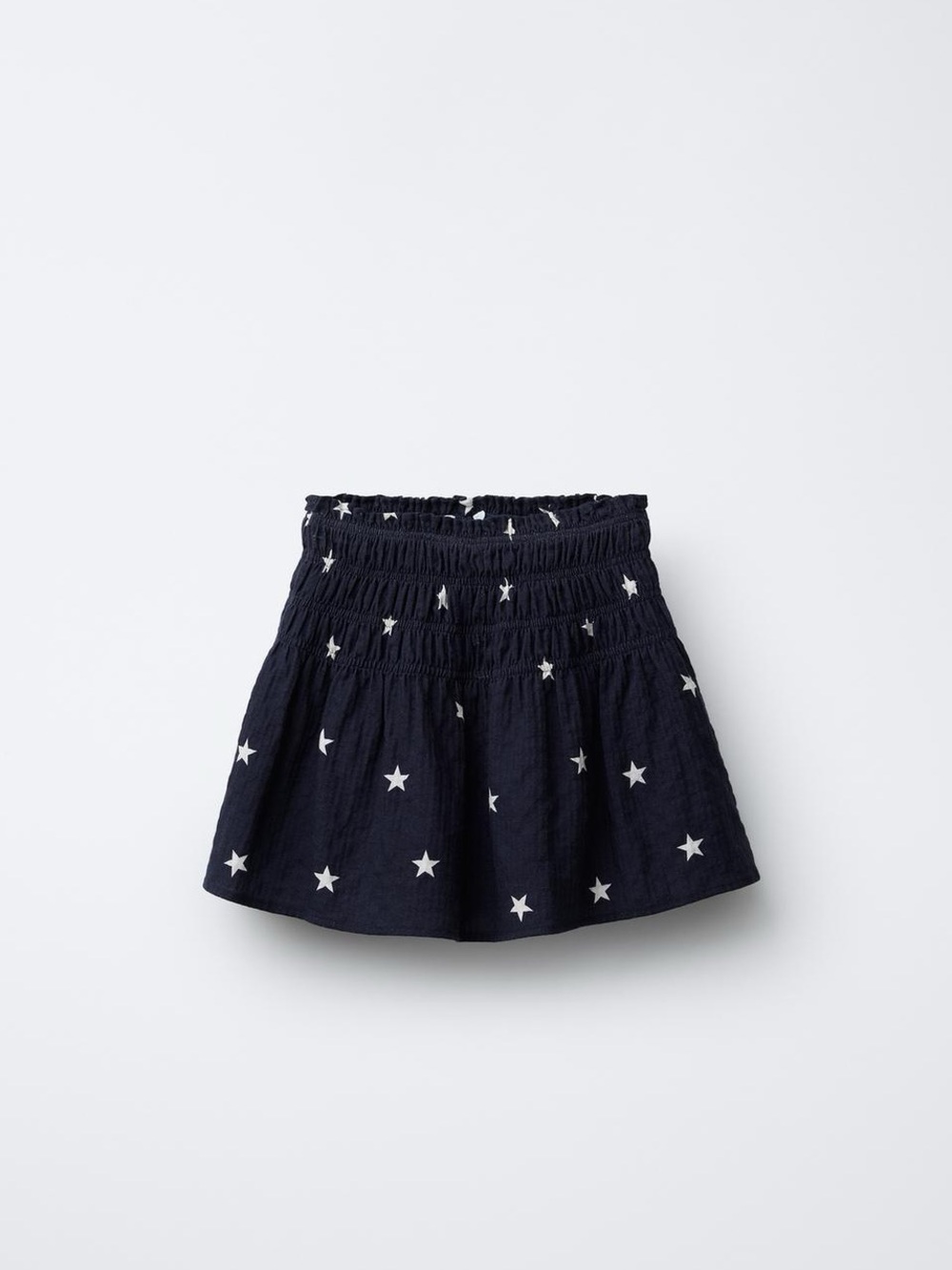 Navy Star Print Smocked Mini Skirt